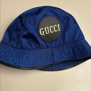 Rare Authentic Gucci Navy Monogram Bucket Hat from Japan